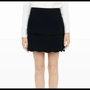Club Monaco Colby Black Tiered Mini Skirt Scalloped Hem, size 12